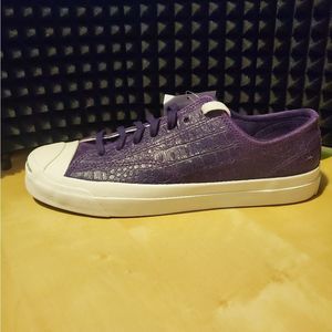 NEW Converse Jack Purcell Mens Shoes Purple Leather Sneakers Low Top Crocodile
